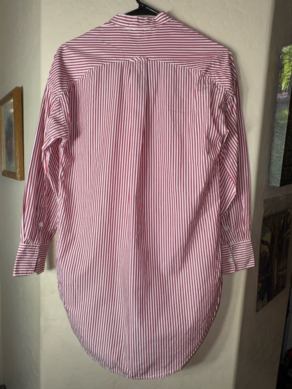 Alex Mill Red White Striped Cotton Popover Tunic Blouse Long Sleeve Pocket Top - Picture 2 of 7
